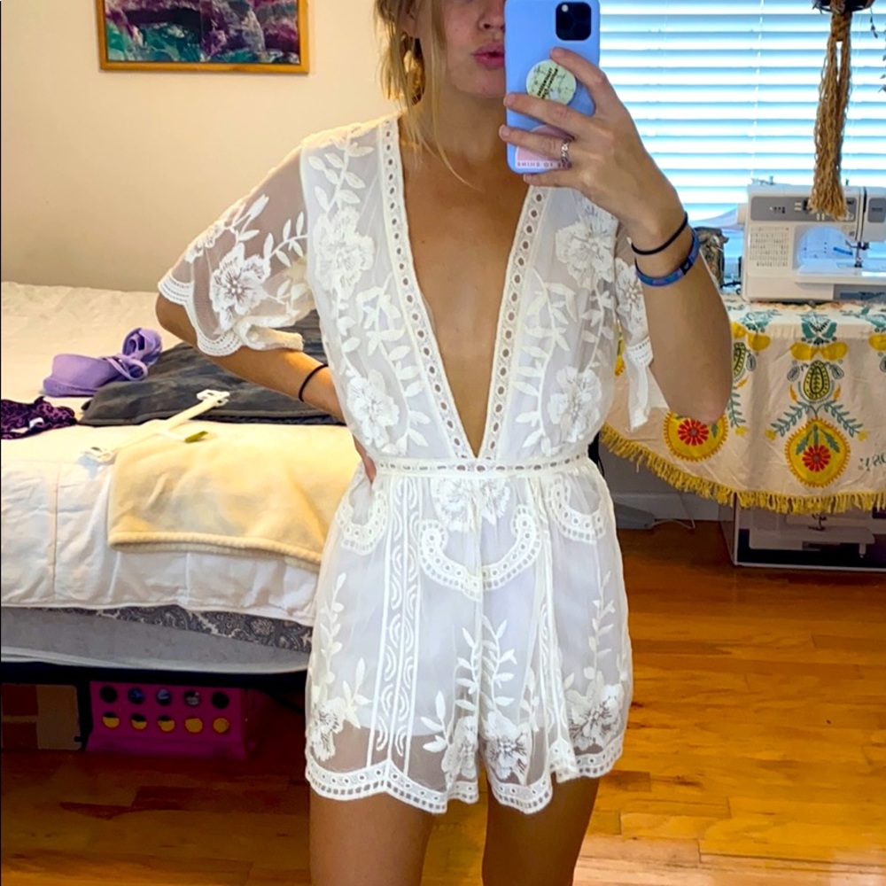 Cutest white lace romper